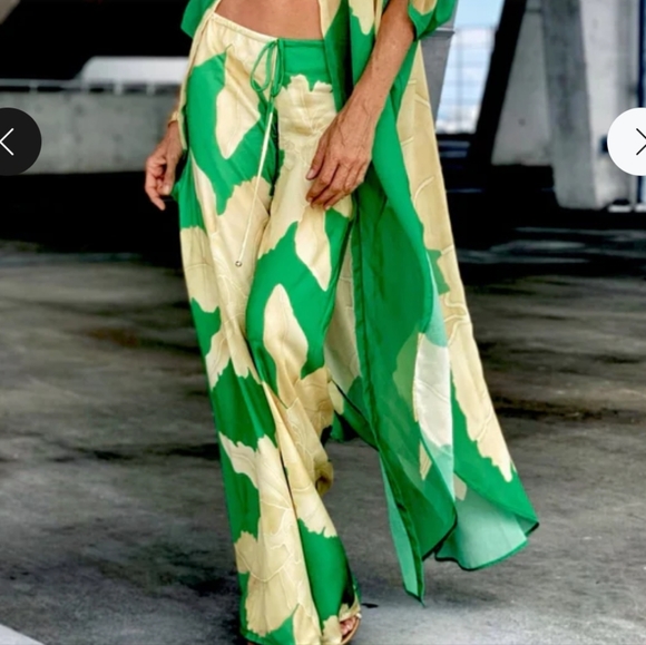 ❤️NWT SET of Boho Tropical Print Pants & Kimono Duster Beach Cov… - Picture 9 of 16